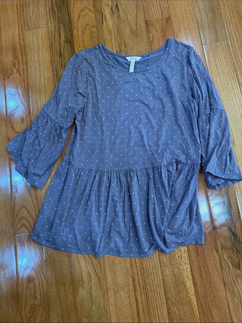 Matilda Jane women’s  lilac Purple Polka Dot Peplum Top